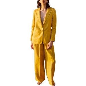 NEW Zara 💯 % Linen Double Chest Blazer Size L